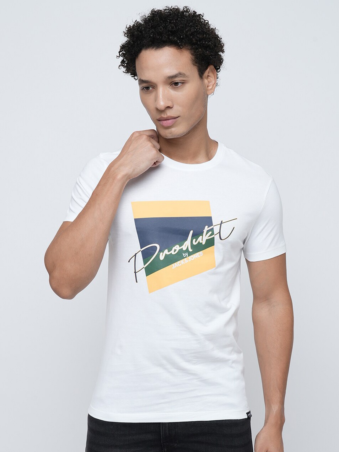 

Jack & Jones Typography Printed Slim Fit Cotton T-shirt, White