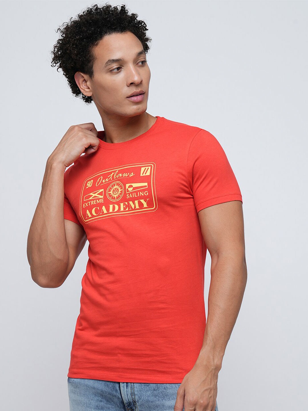 

Jack & Jones Typography Printed Slim Fit Cotton T-shirt, Red