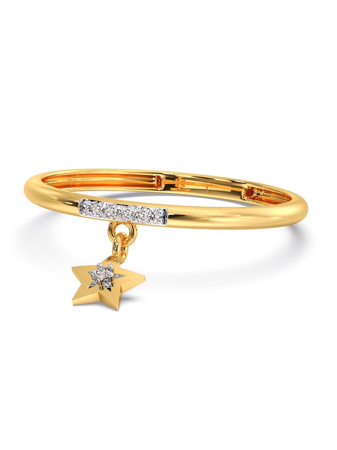 

CANDERE A KALYAN JEWELLERS COMPANY 14KT Gold Diamond Studded Ring-0.89gm