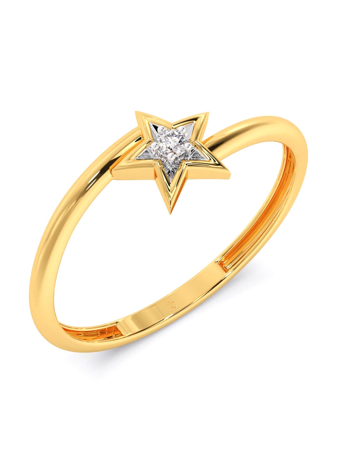 

CANDERE A KALYAN JEWELLERS COMPANY 14KT Gold Diamond Studded Ring-0.84 g