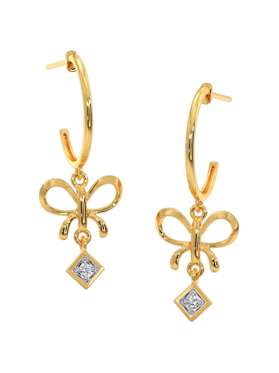 

CANDERE A KALYAN JEWELLERS COMPANY 14KT Gold Diamond Hoop Earrings-1.02gm