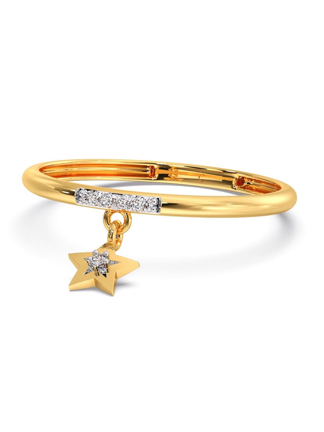 

CANDERE A KALYAN JEWELLERS COMPANY 14KT Gold Diamond Ring-0.88gm