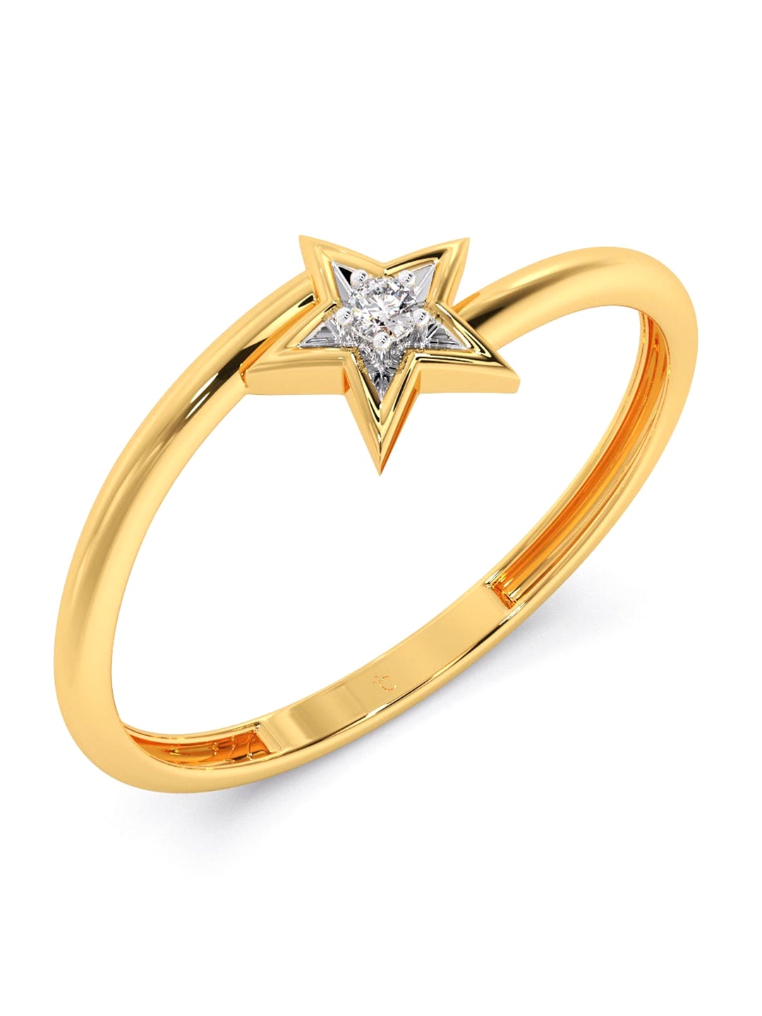 

CANDERE A KALYAN JEWELLERS COMPANY 14KT Gold Diamond Studded Ring-0.76 g