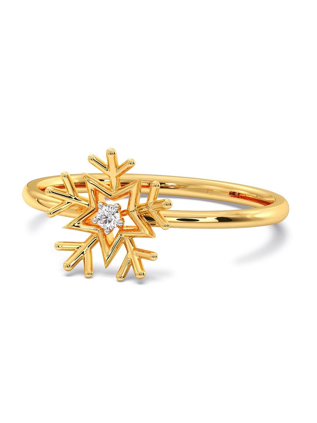 

CANDERE A KALYAN JEWELLERS COMPANY 14KT Gold Diamond Studded Ring-0.88gm