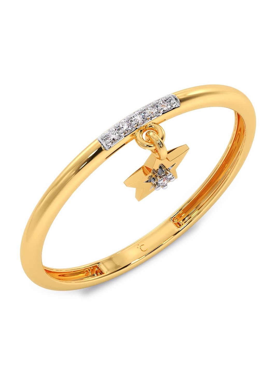 

CANDERE A KALYAN JEWELLERS COMPANY 18KT Gold Diamond Studded Ring-0.98 g