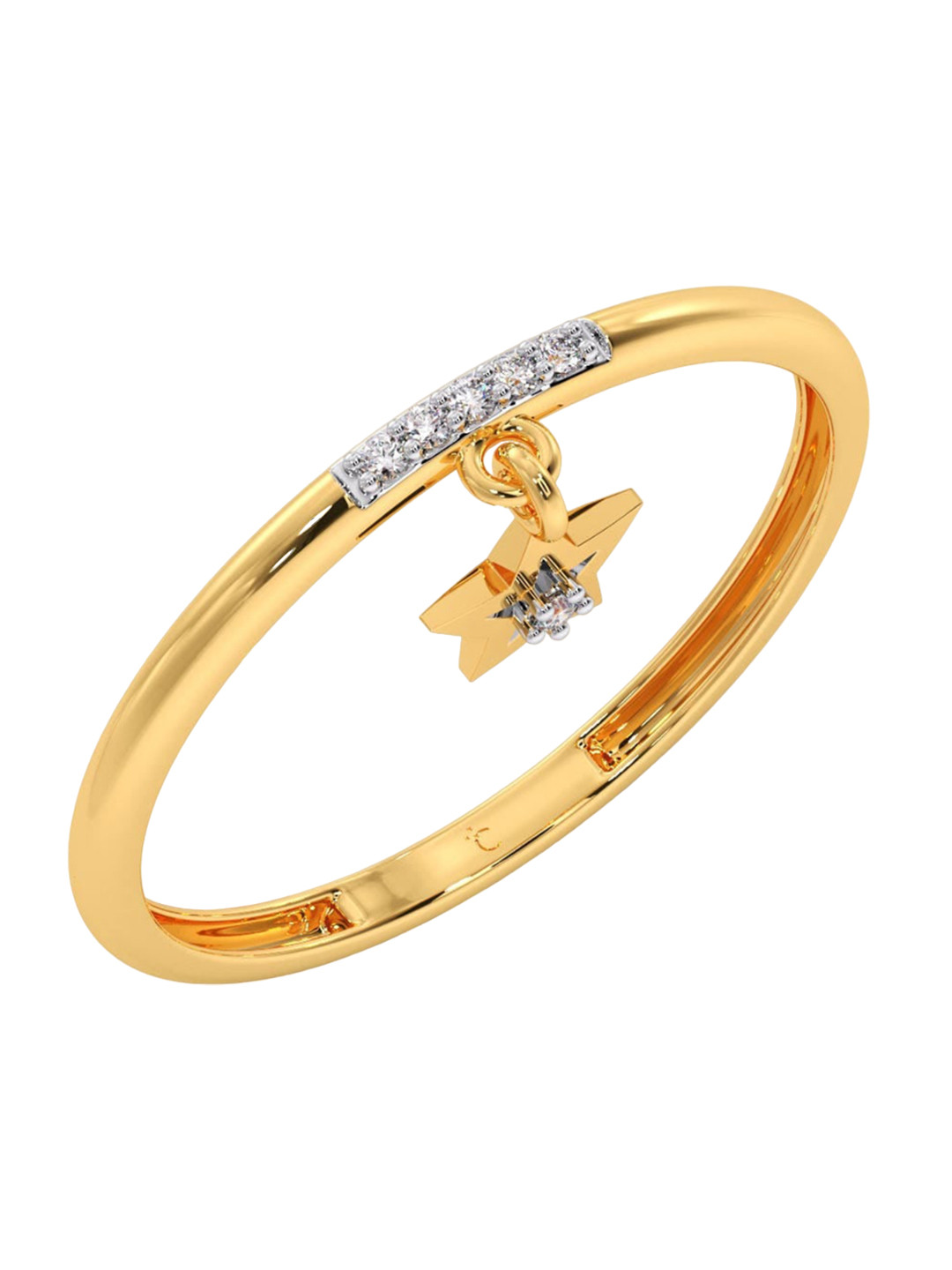 

CANDERE A KALYAN JEWELLERS COMPANY 14KT Gold Diamond Studded Ring-0.86gm