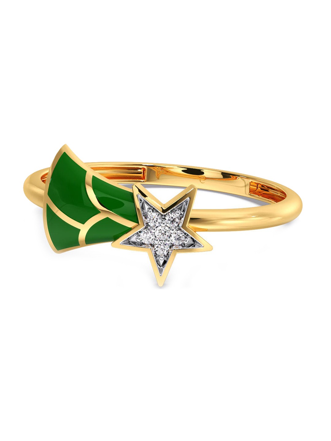 

CANDERE A KALYAN JEWELLERS COMPANY 14KT Gold Diamond Studded Ring-0.98gm