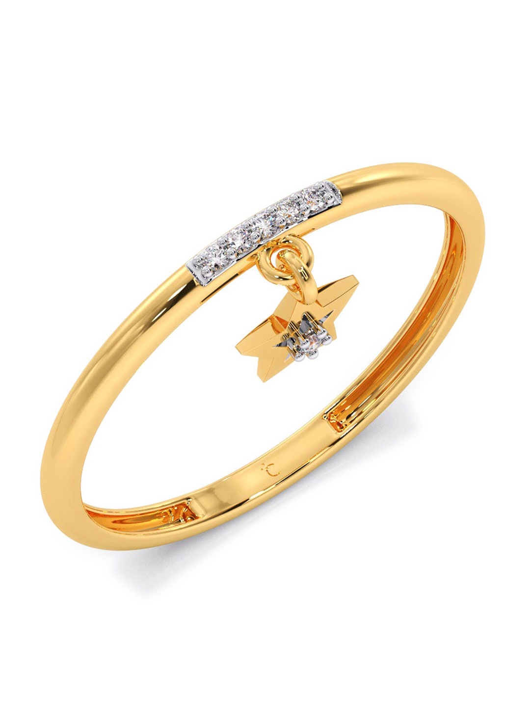 

CANDERE A KALYAN JEWELLERS COMPANY 14KT Gold Diamond Studded Ring-0.77gm