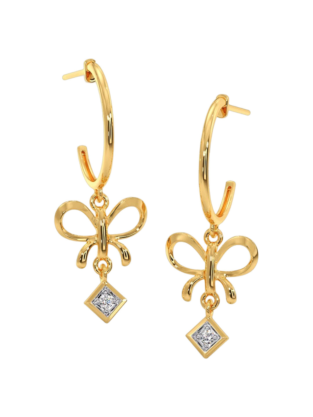 

CANDERE A KALYAN JEWELLERS COMPANY 18KT Gold Diamond Hoop Earrings-1.2 gm