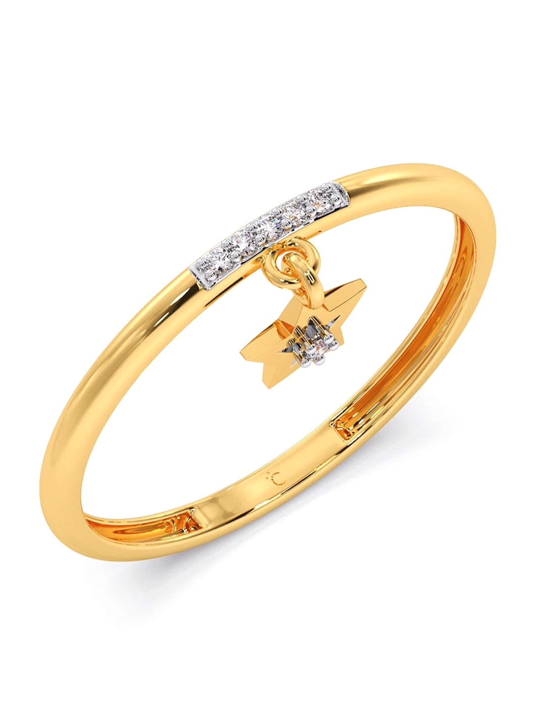 

CANDERE A KALYAN JEWELLERS COMPANY 18KT Gold Diamond Studded Ring-0.86 g
