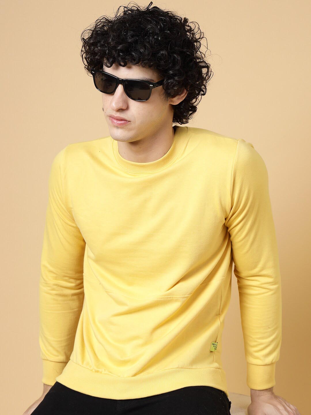 

Rigo Solid Casual Pullover Sweatshirt, Yellow