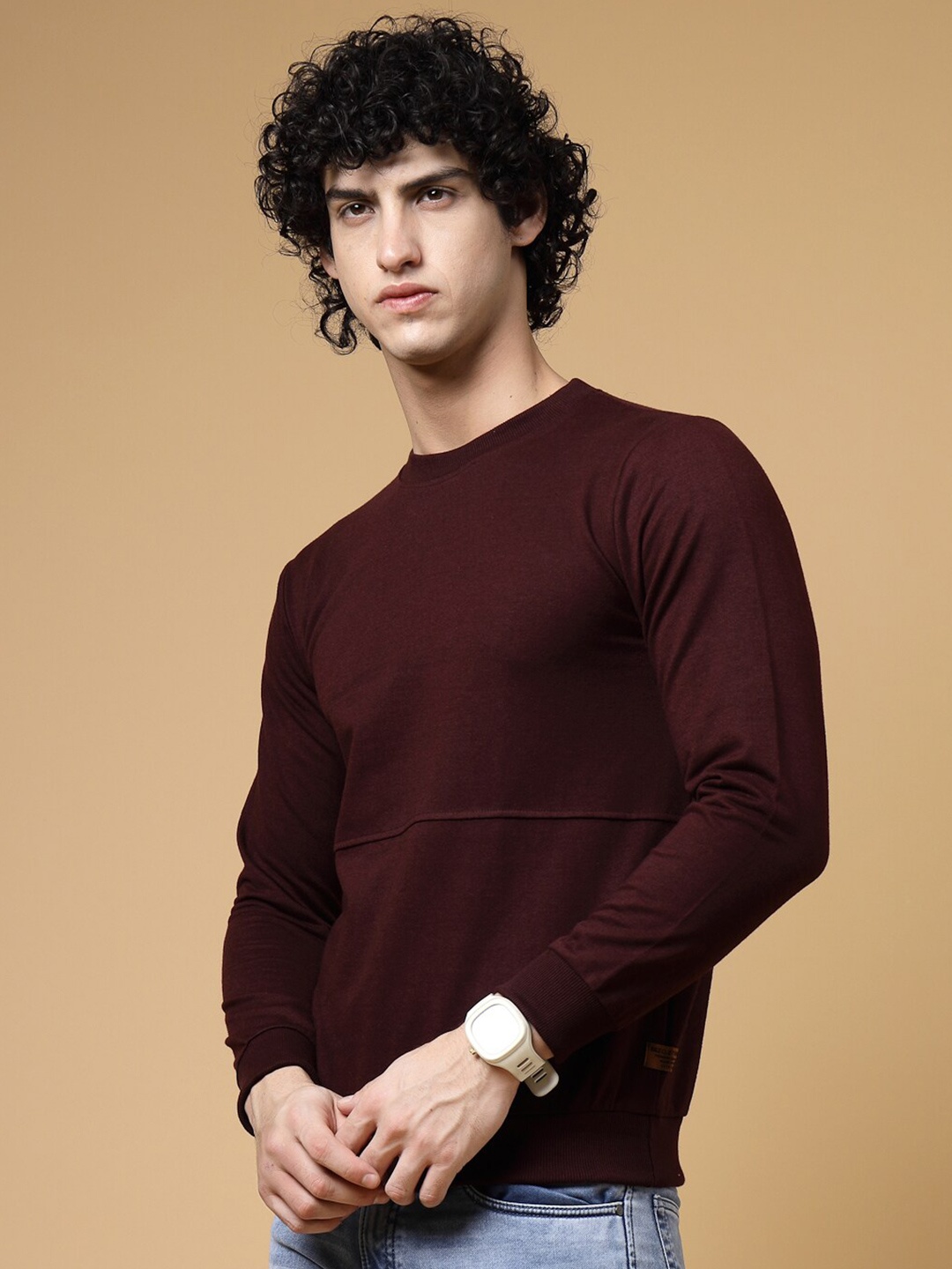 

Rigo Solid Casual Pullover Sweatshirt, Burgundy