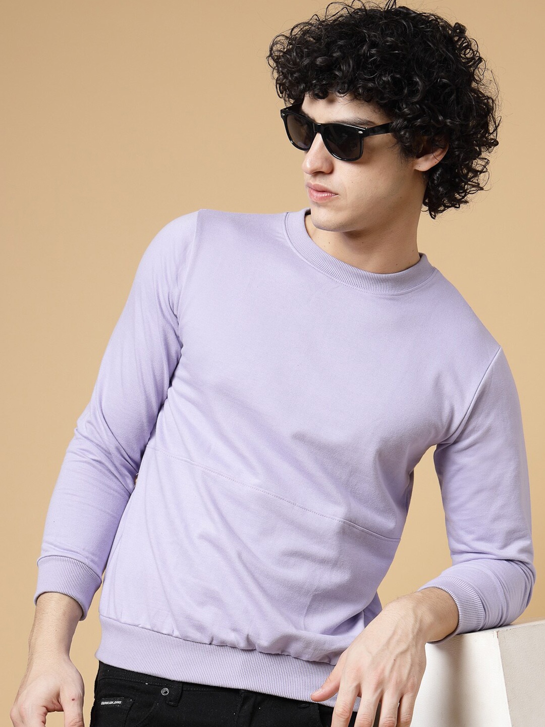 

Rigo Solid Casual Pullover Sweatshirt, Purple