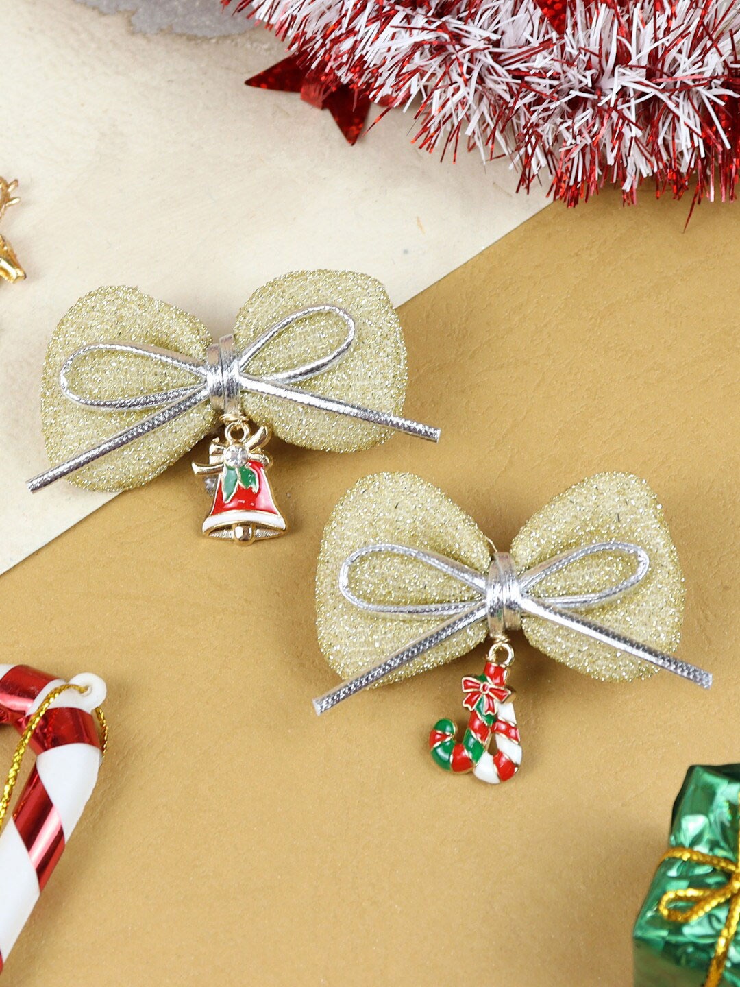 

Asthetika Kids Girls Set Of 2 Embellished Alligator Hair Clip, Gold