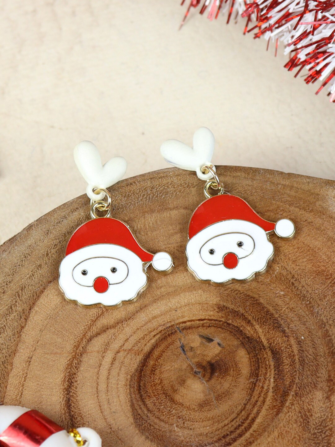 

Asthetika Kids Girls Gold-Plated Santa Claus Contemporary Drop Earrings, Red