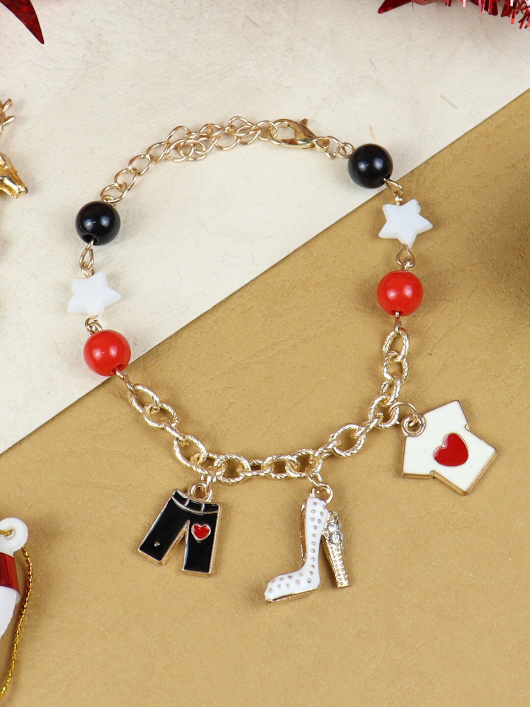 

Asthetika Kids Girls Gold-Plated Beads Star Charms Link Bracelet