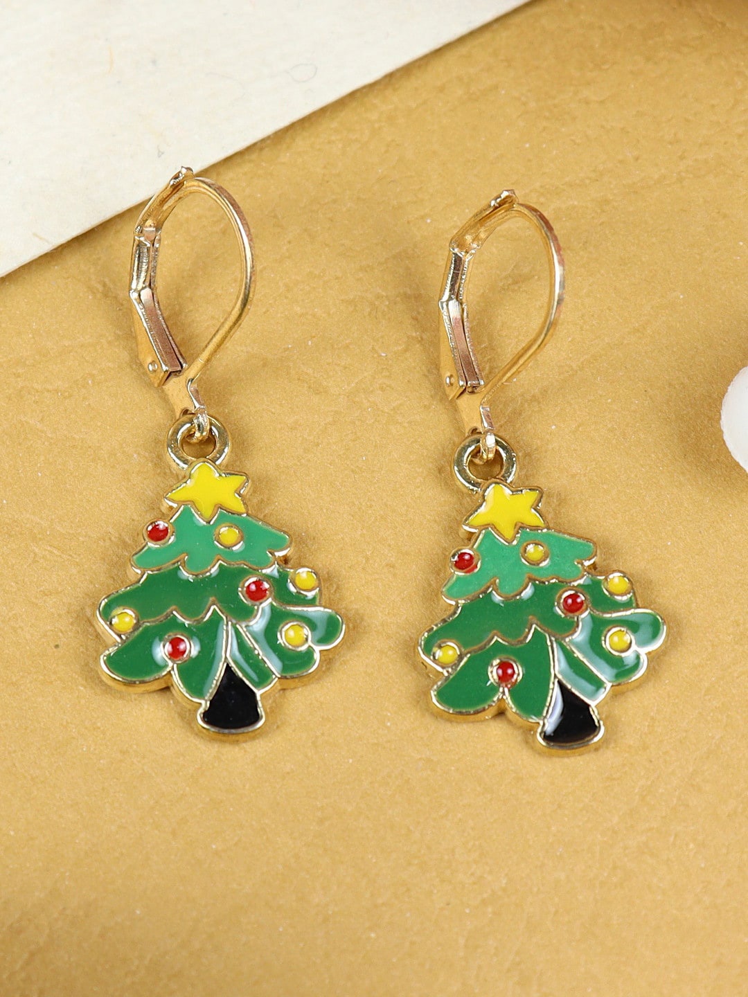 

Asthetika Kids Girls Gold-Plated Contemporary Drop Earrings, Green