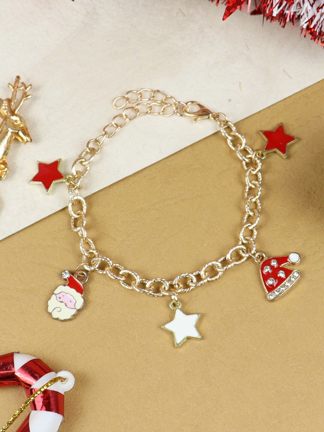 

Asthetika Kids Girls Gold-Plated Christmas Charm Link Bracelet