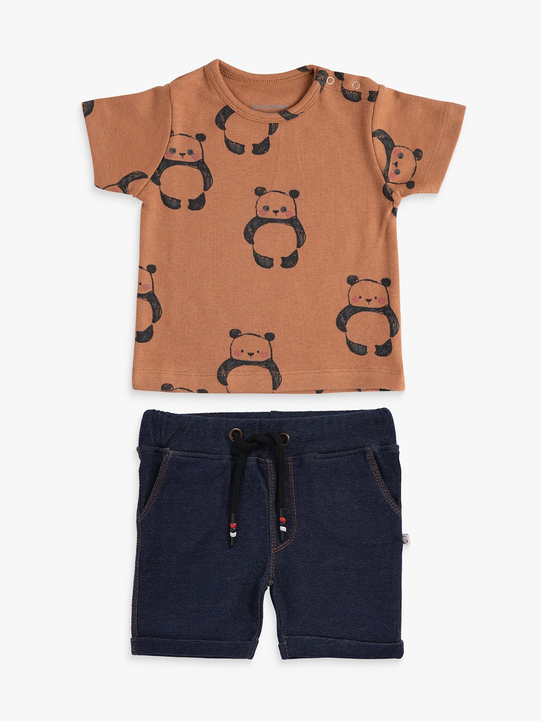 

eebabee Kids Printed T-Shirt With Shorts, Brown
