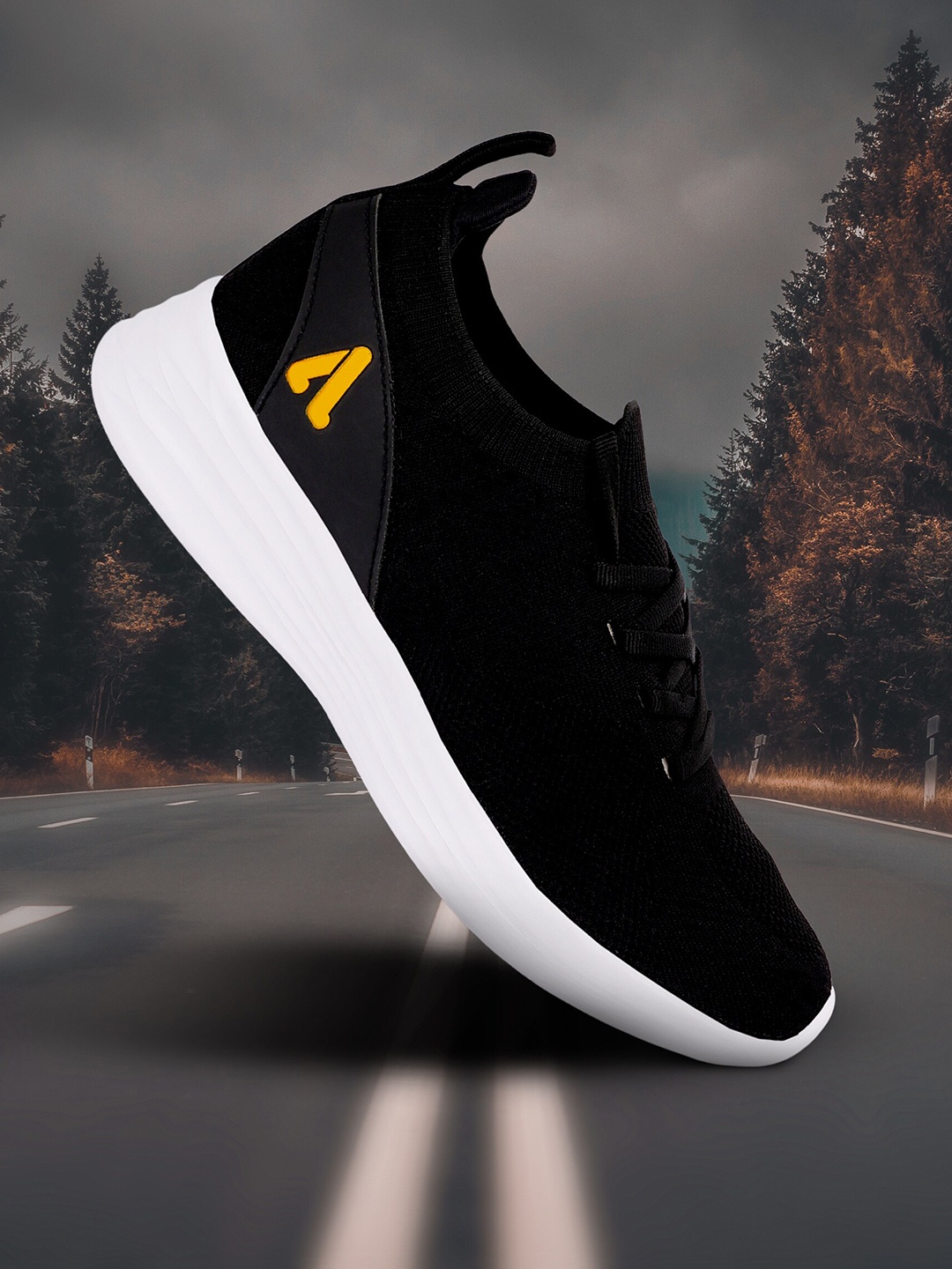 

Aqualite Men Mesh Feather Weight Running Shoes, Black