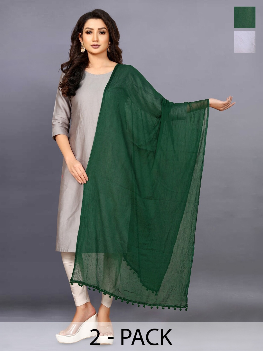 

BAESD White Printed Dupatta