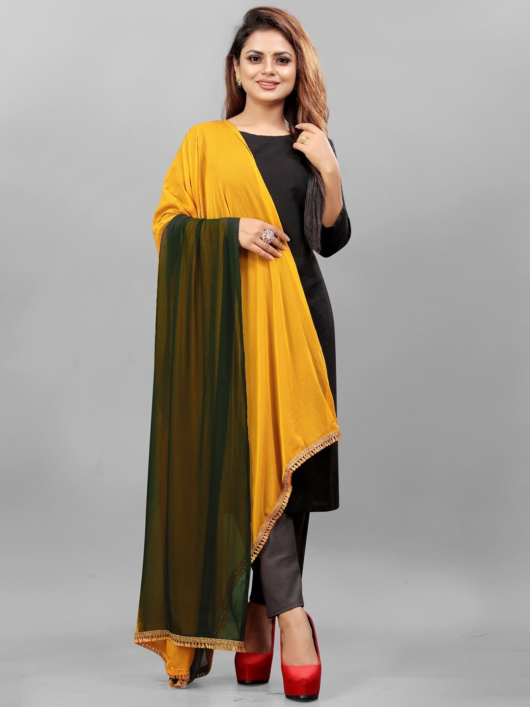 

BAESD Colourblocked Chiffon Dupatta, Mustard