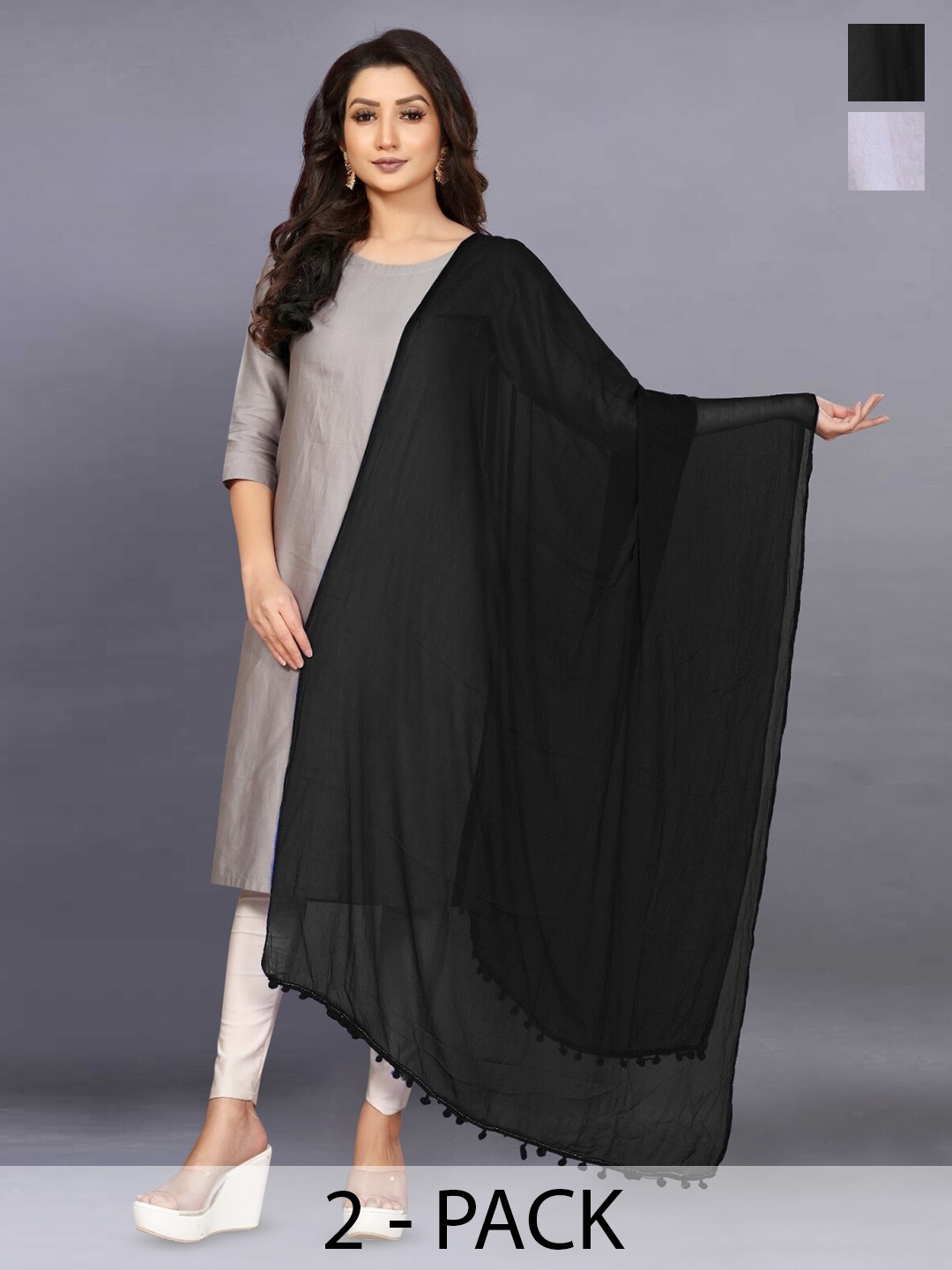 

BAESD White Printed Dupatta
