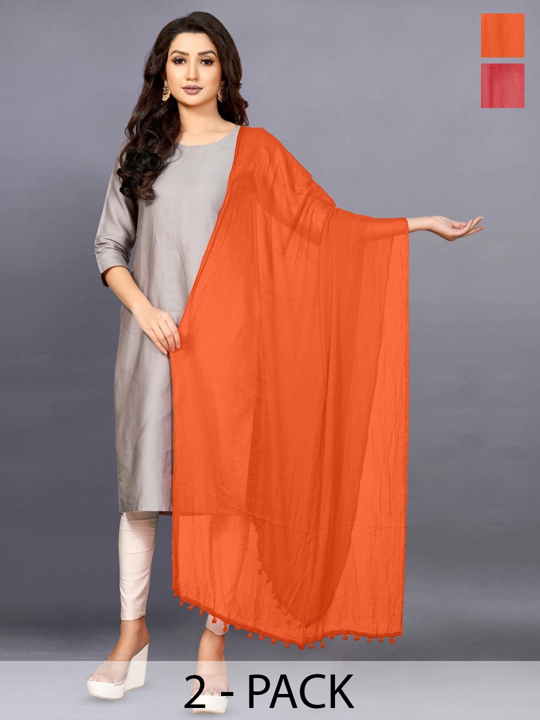 

BAESD Orange Printed Dupatta