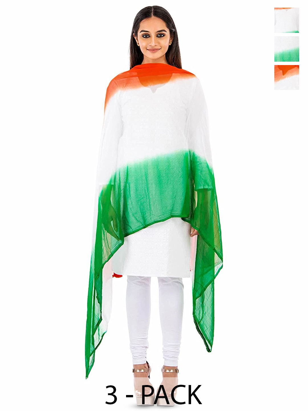 

BAESD Pack Of 3 Ombre Dyed Chiffon Dupatta, Sea green