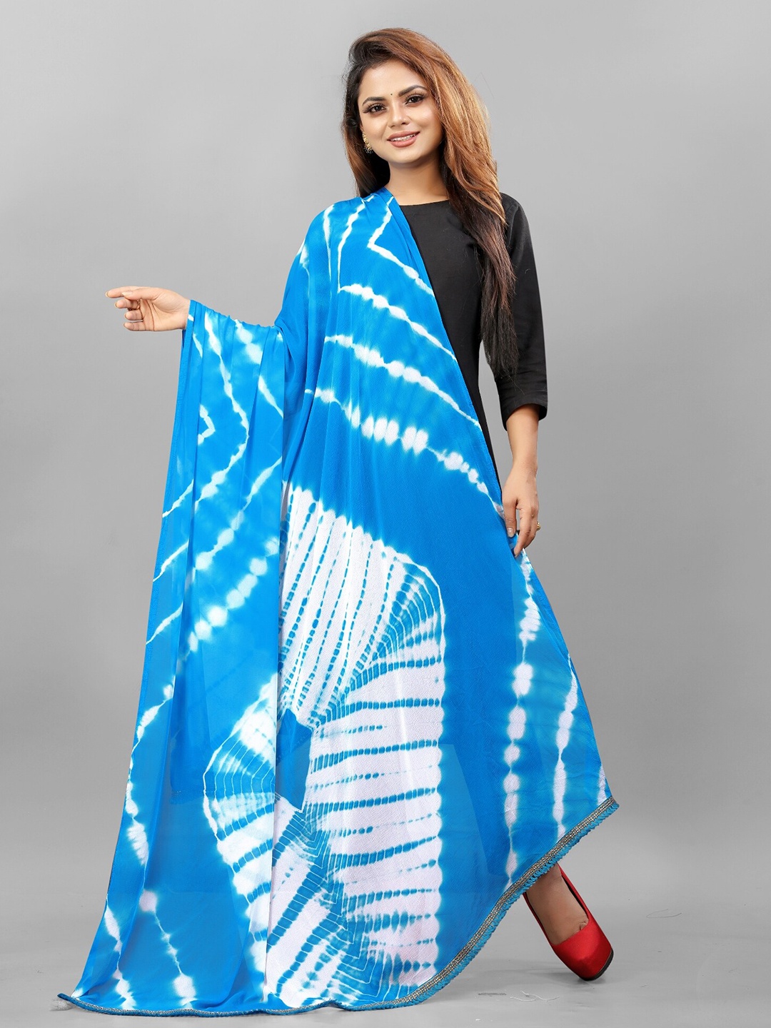 

BAESD Dyed Chiffon Dupatta, Turquoise blue