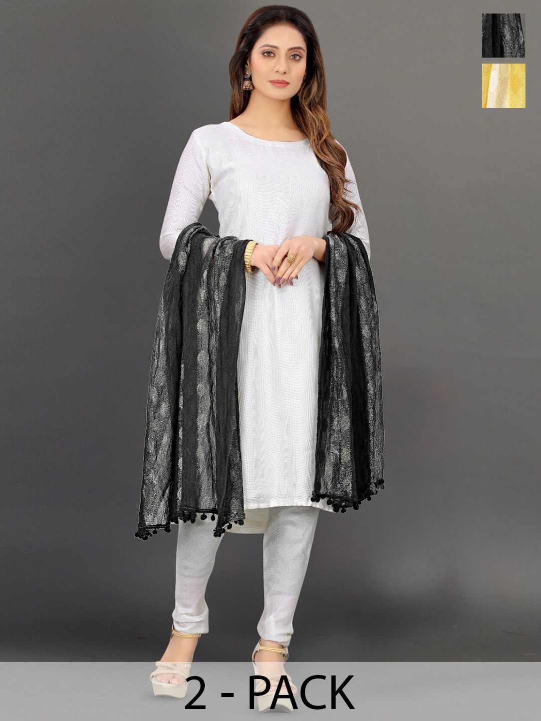 

BAESD White Printed Dupatta