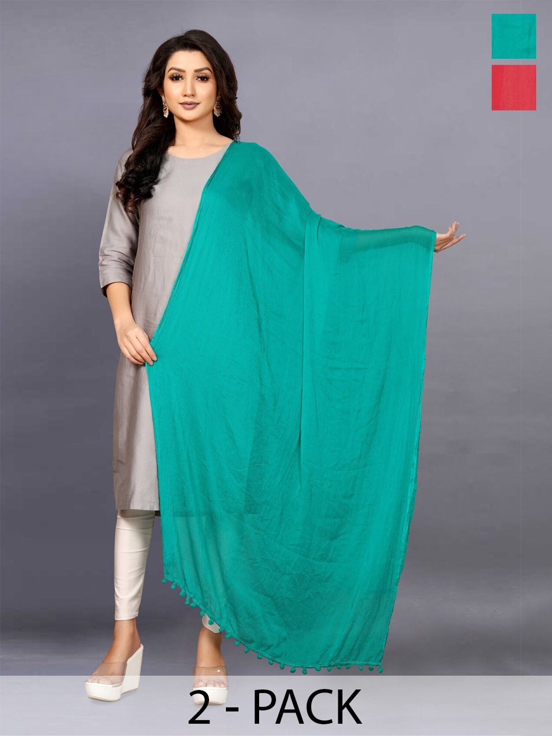 

BAESD Pack Of 2 Chiffon Dupatta, Green