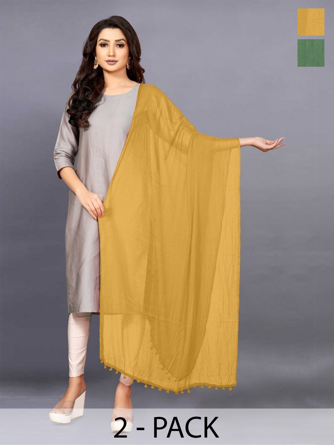 

BAESD Pack Of 2 Chiffon Dupattas, Brown