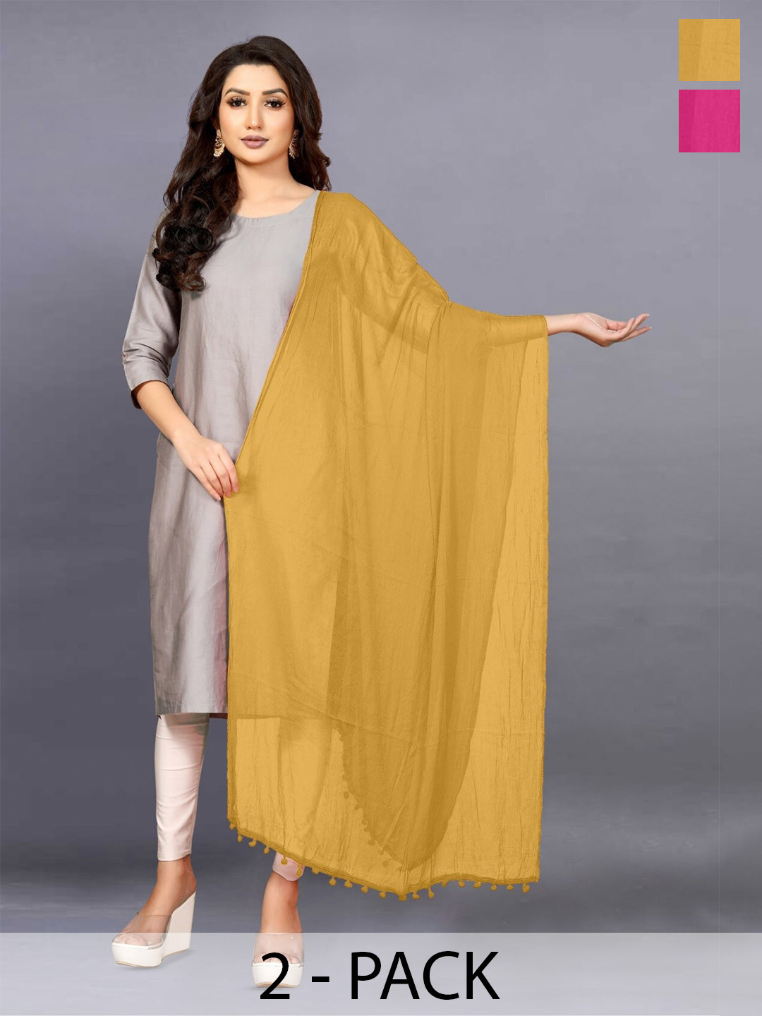 

BAESD Pack Of 2 Chiffon Dupatta, Brown
