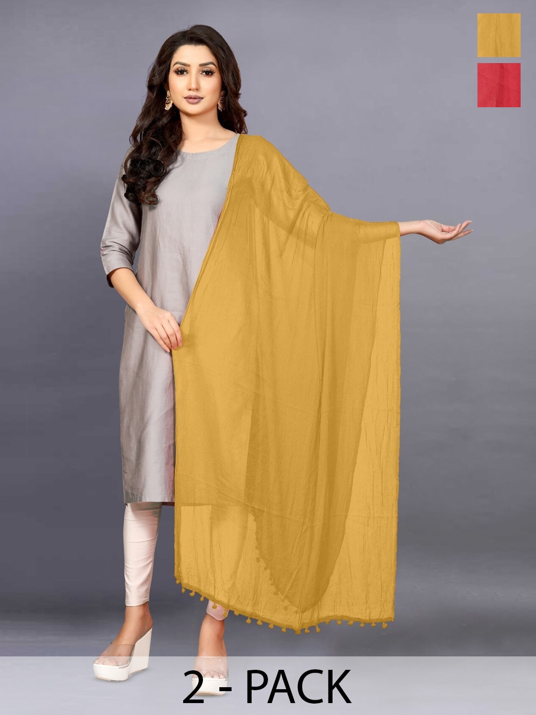

BAESD Pack Of 2 Chiffon Dupatta, Brown