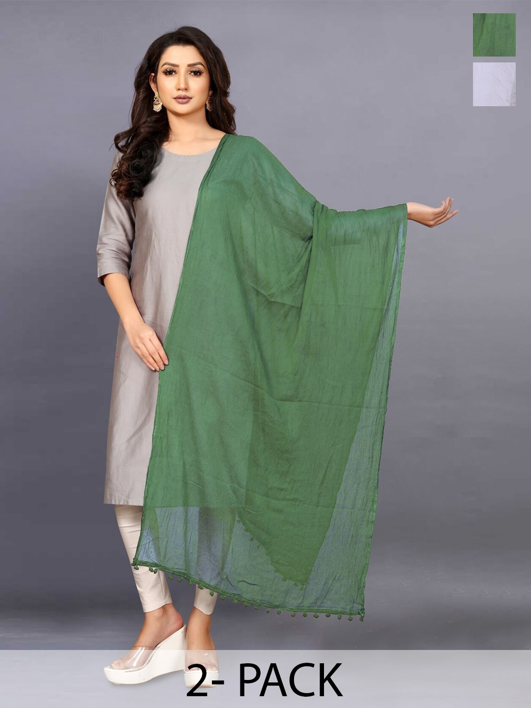 

BAESD White Printed Dupatta
