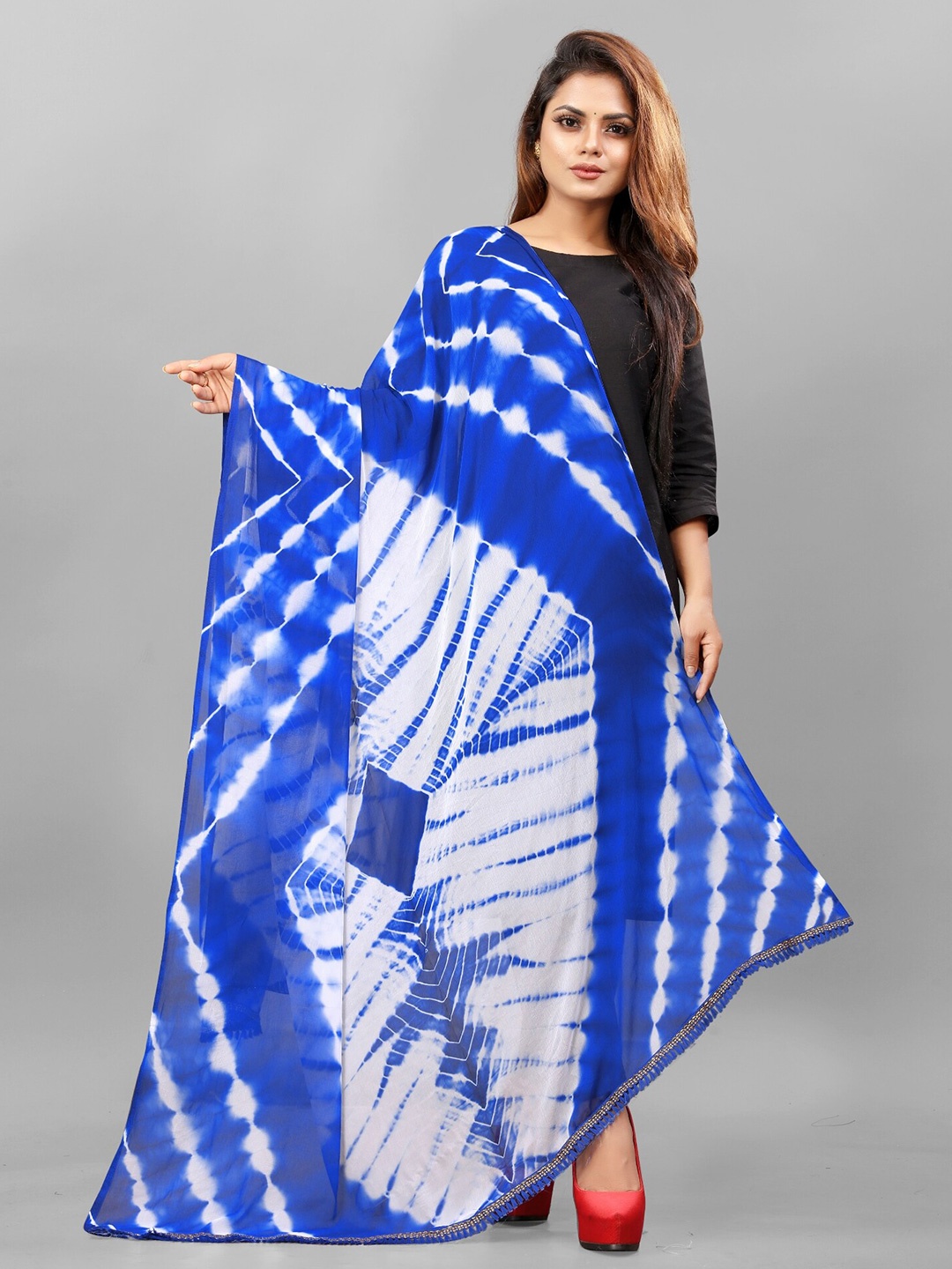 

BAESD Tie and Dyed Chiffon Dupatta, Blue