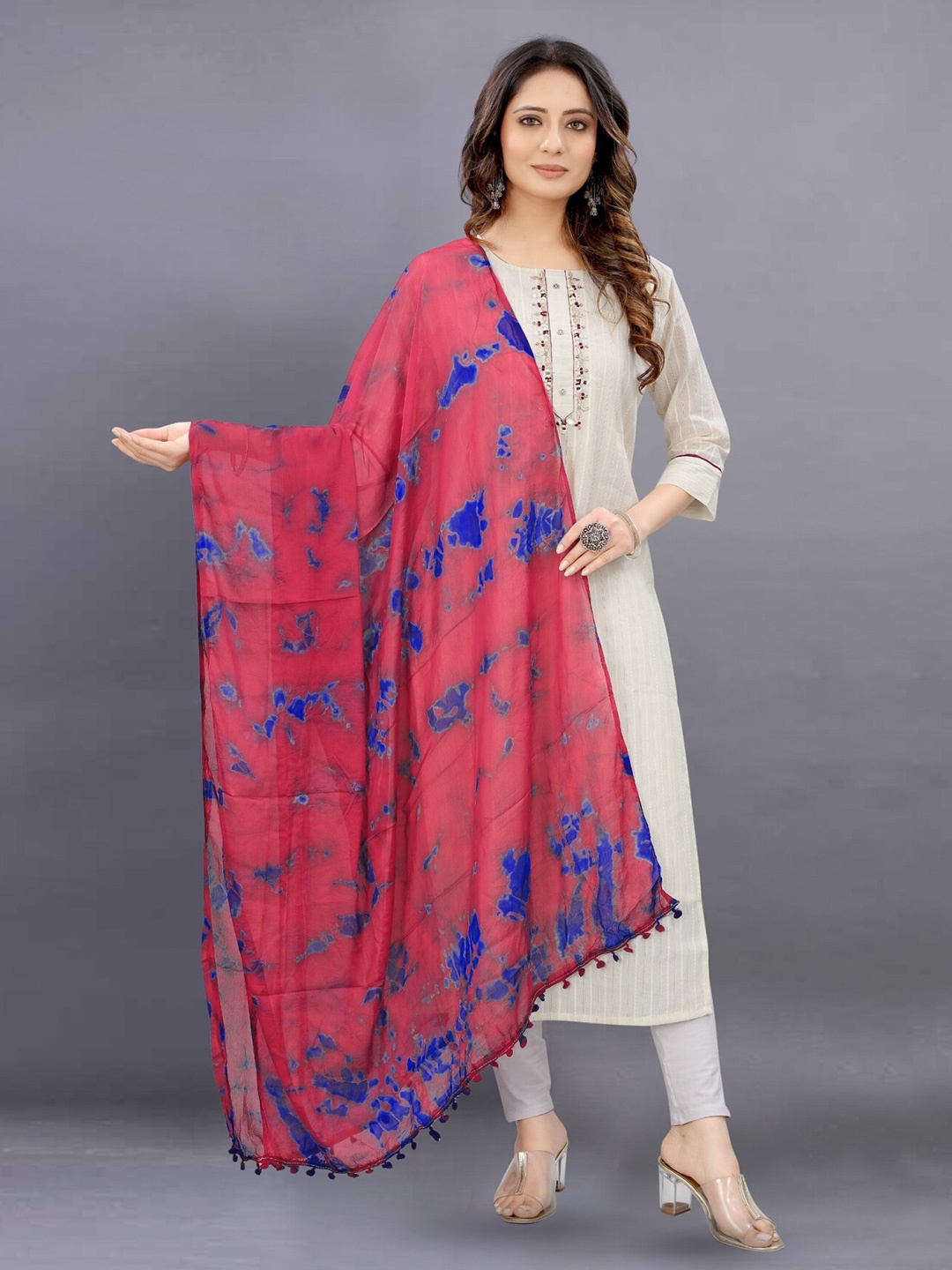 

BAESD Abstract Dyed Chiffon Dupatta, Pink