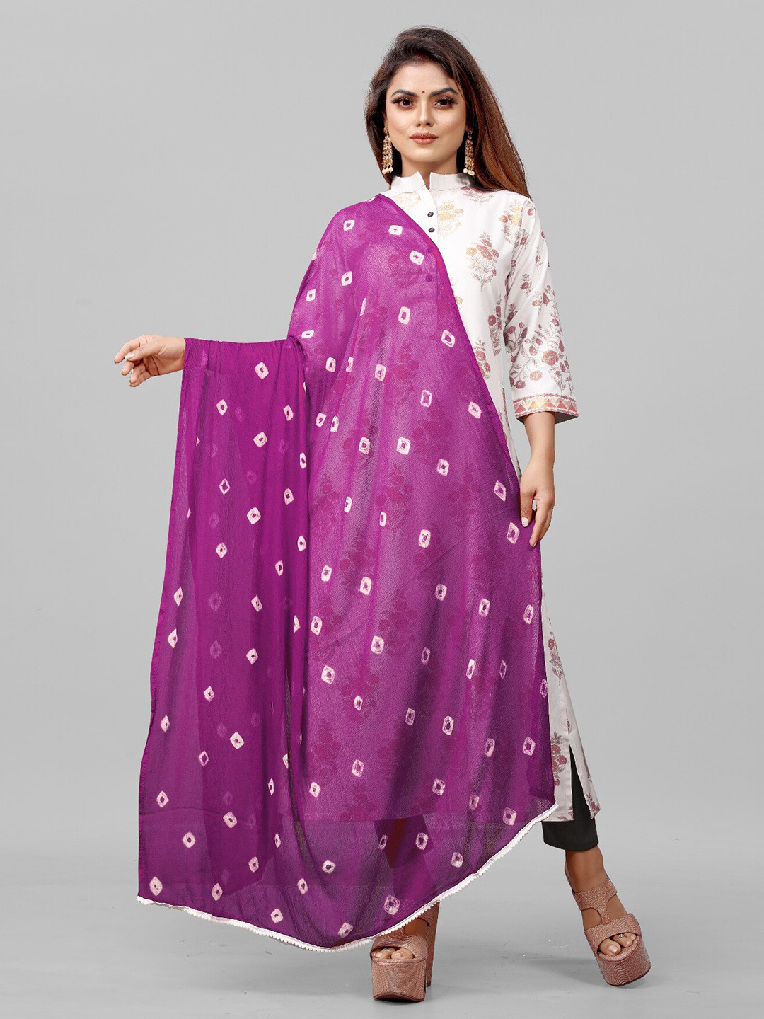 

BAESD Bandhani Printed Dupatta, Purple