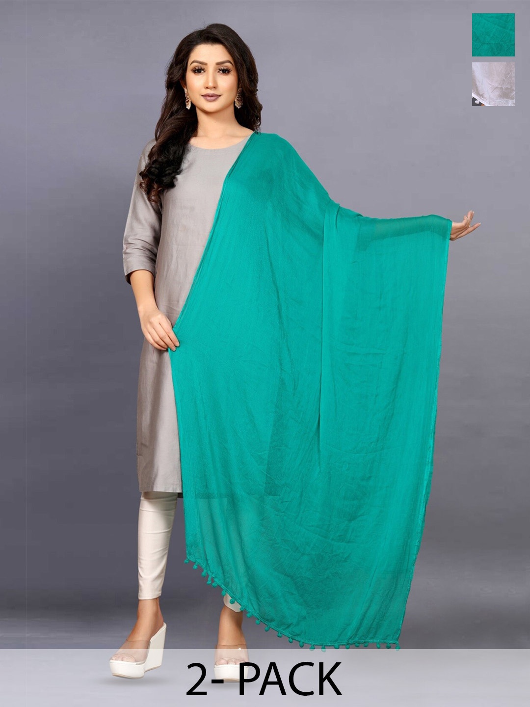 

BAESD Selection Of 2 Chiffon Dupattas, White