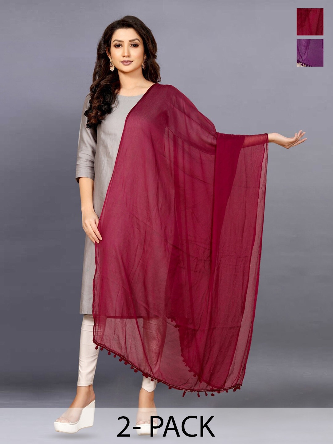 

BAESD Selection Of 2 Chiffon Dupattas, Purple