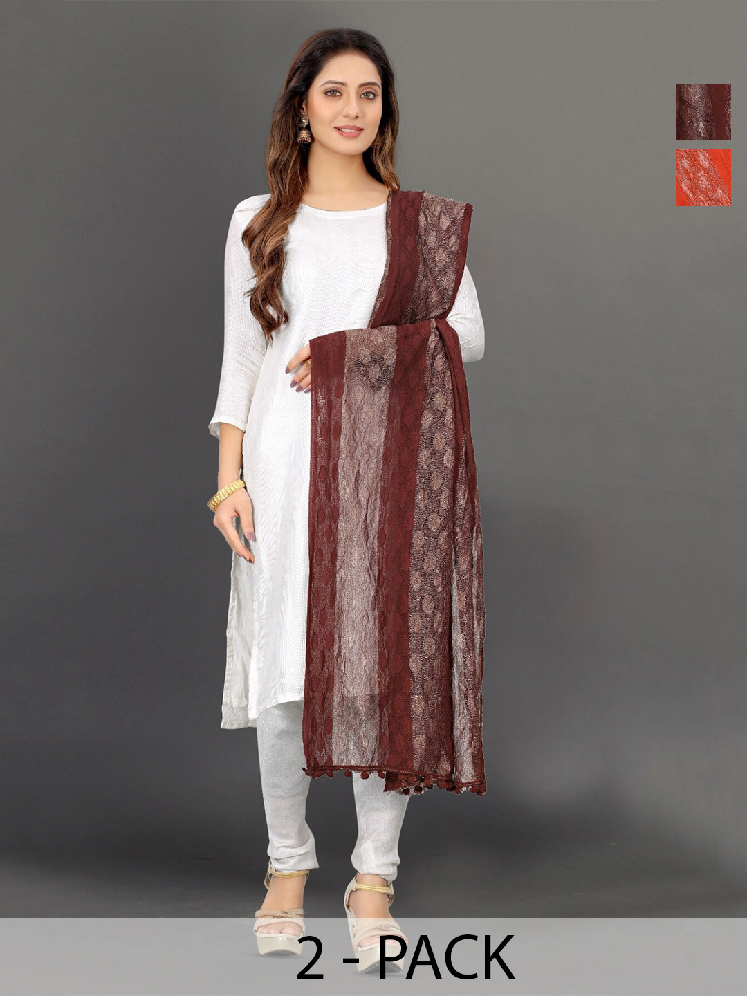 

BAESD Orange Printed Dupatta