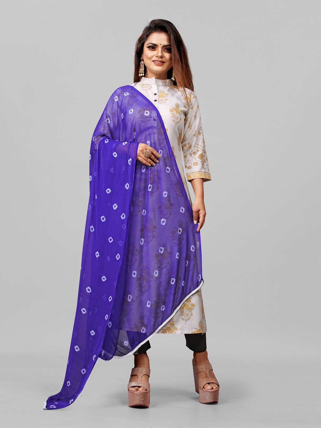 

BAESD Navy Blue Printed Dupatta