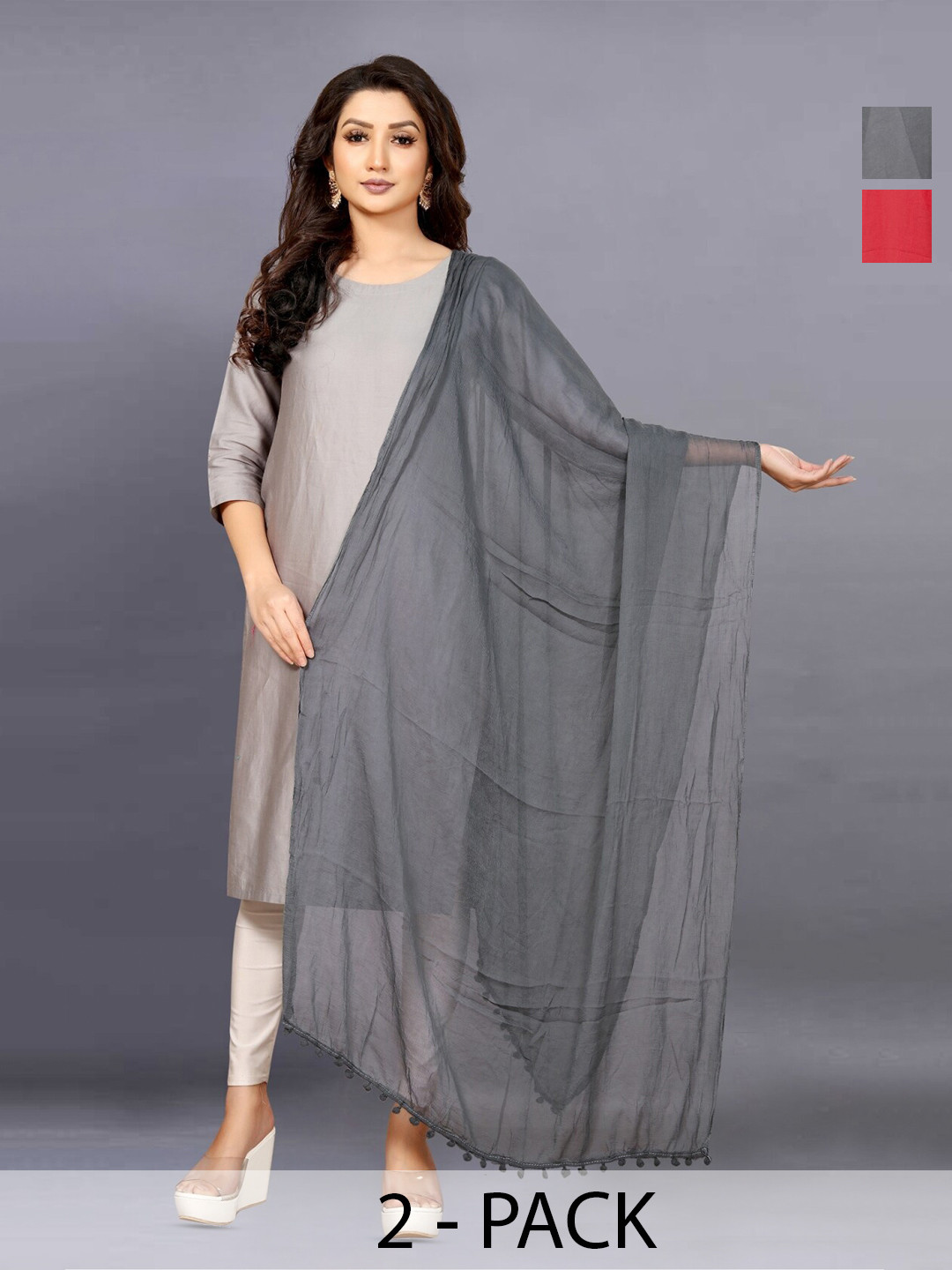 

BAESD Red Printed Dupatta