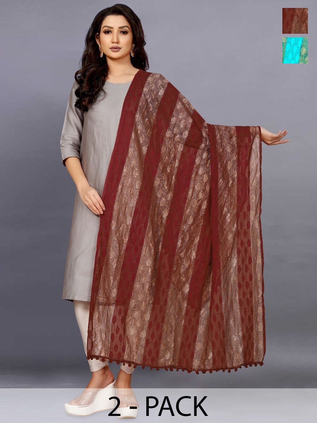 

BAESD Brown Printed Dupatta