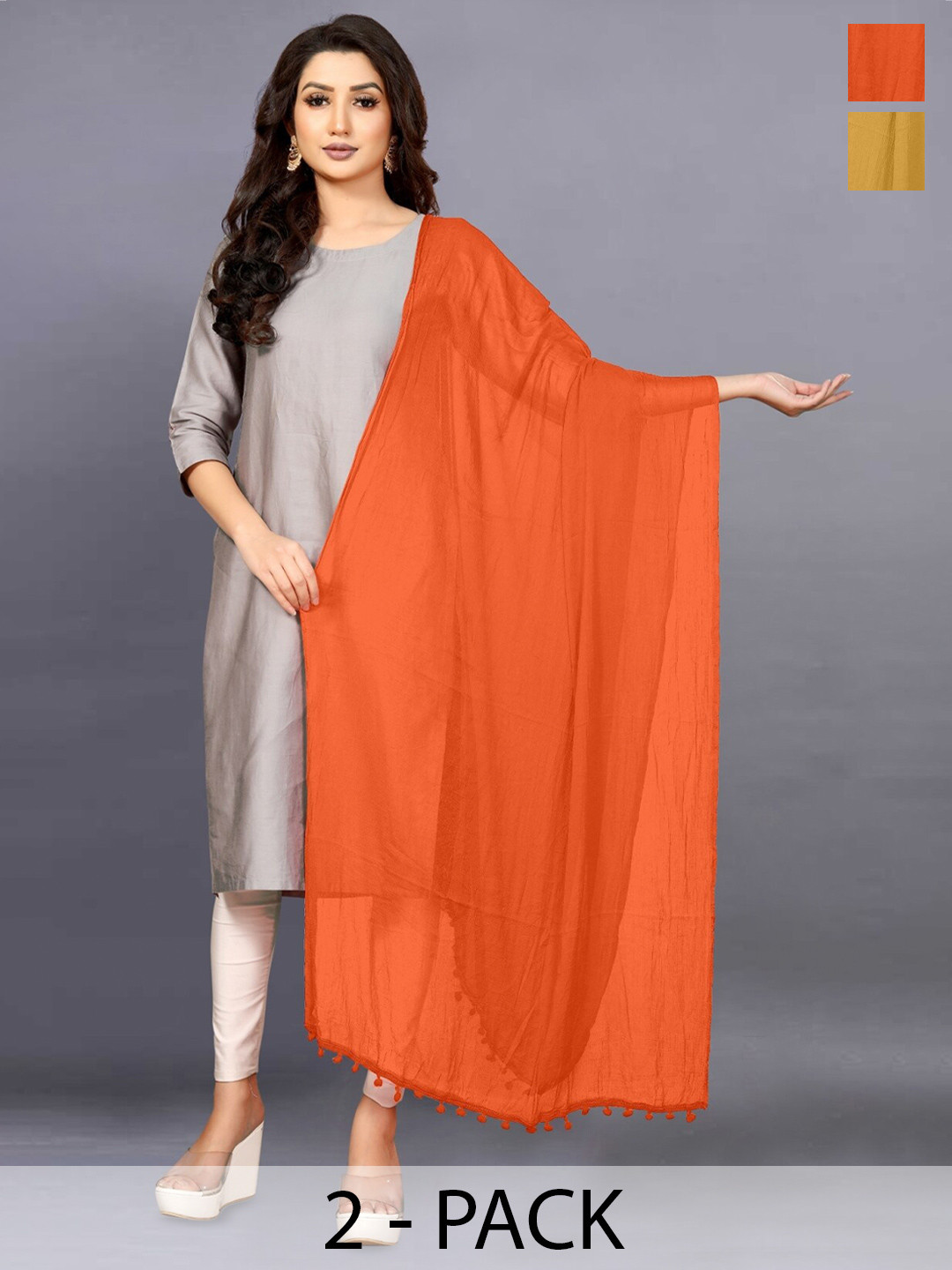 

BAESD Brown Printed Dupatta, Orange