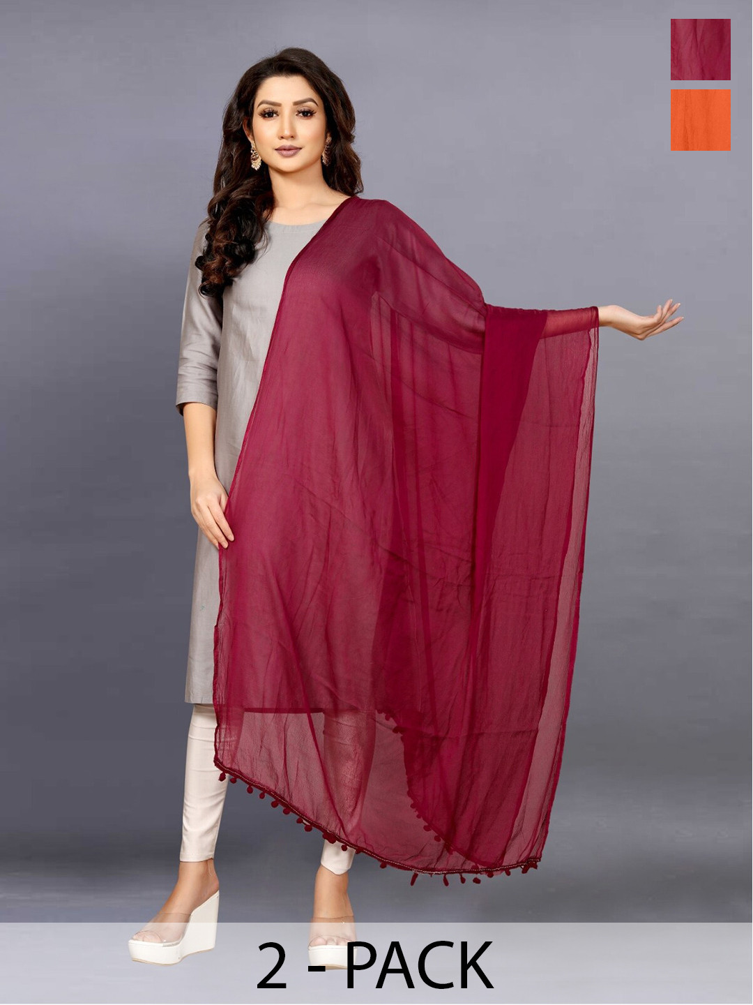 

BAESD Orange Printed Dupatta