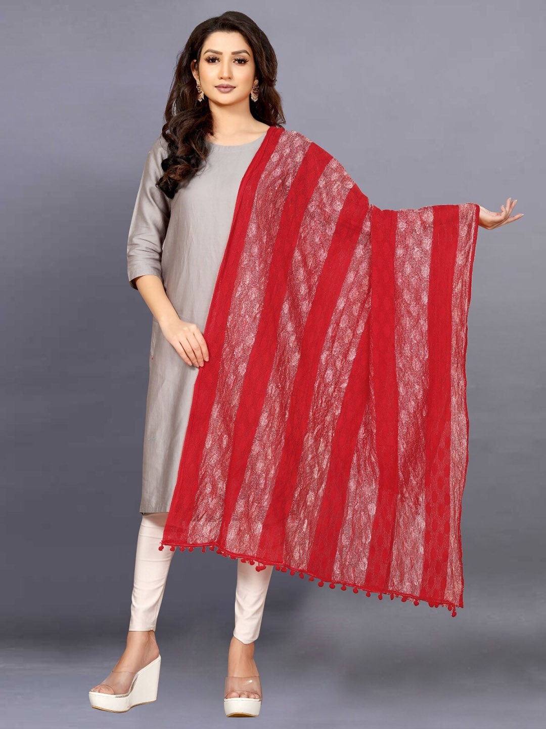 

BAESD Red Printed Dupatta