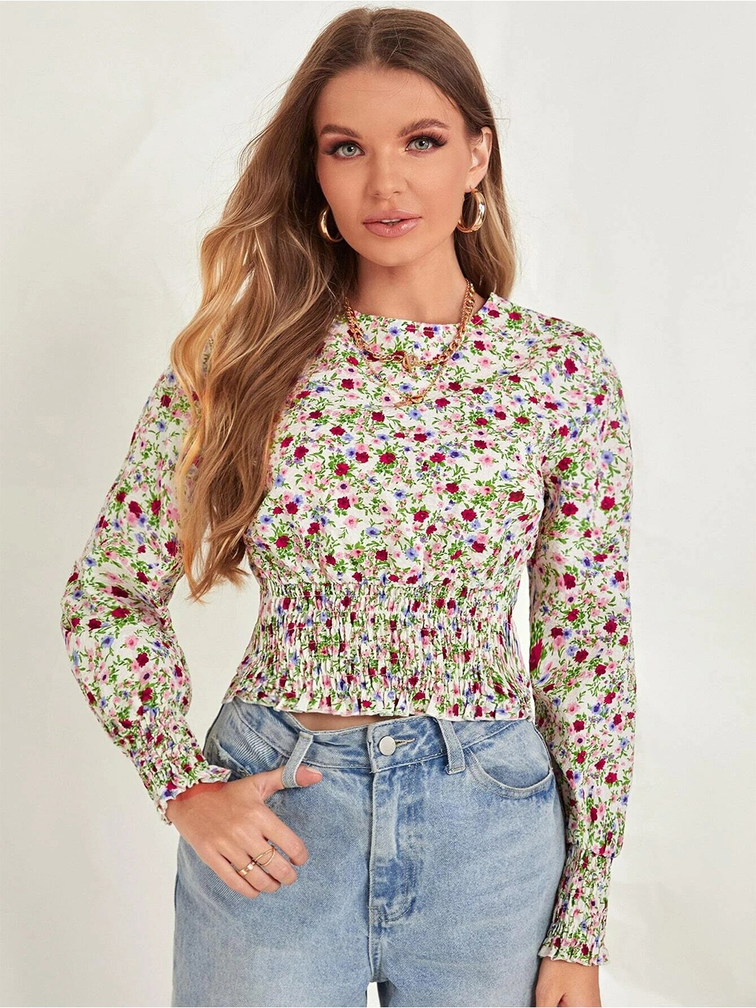 

Stylecast X Slyck Floral Printed Top, White