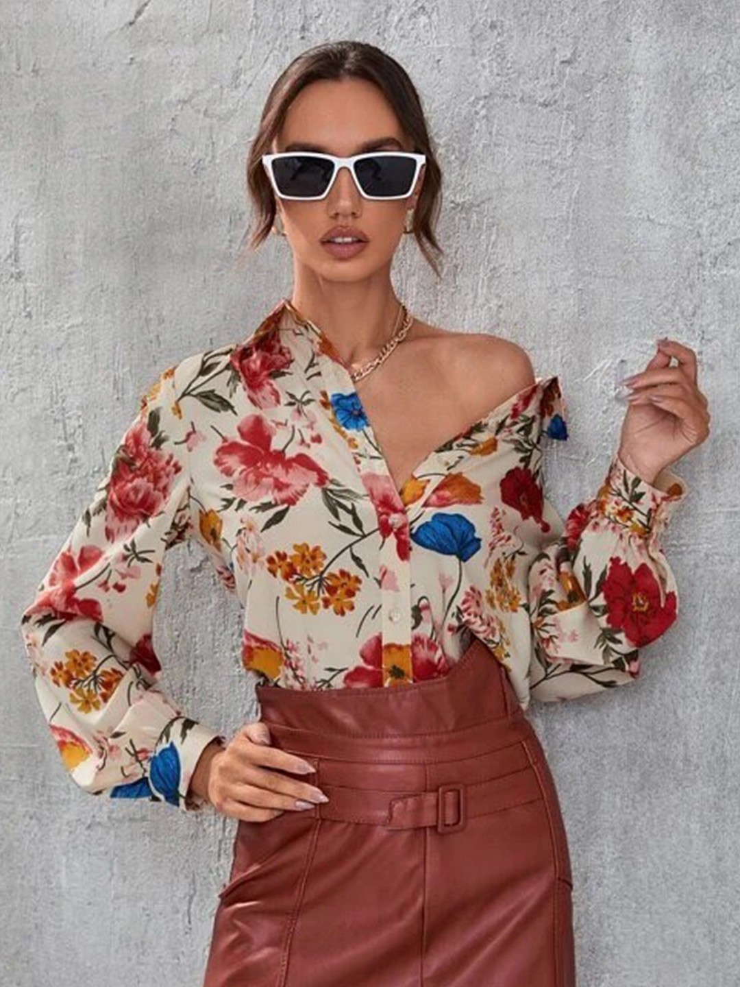 

Stylecast X Slyck Comfort Floral Printed Casual Shirt, Beige